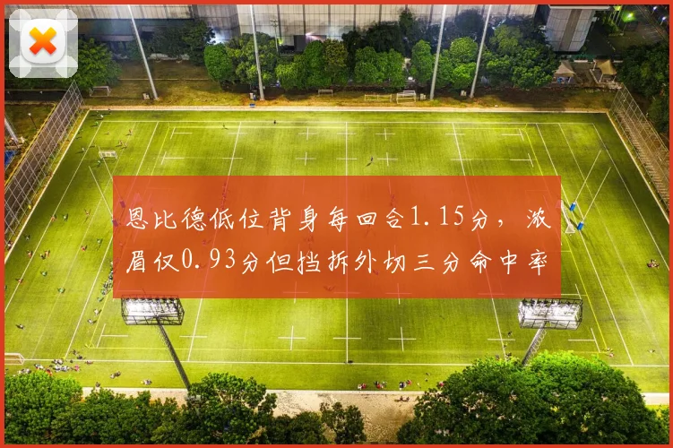 恩比德低位背身每回合1.15分，浓眉仅0.93分但挡拆外切三分命中率高出8%
